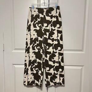 Brown Cow Print Wide Leg Jeans
